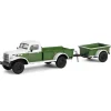 Manufacturer_Greenlight Collectibles Pickup Trucks<1/64 1950 Dodge Power Wagon with 1/4 Ton Cargo Trailer, Green & White, Hitch & Tow Series 32