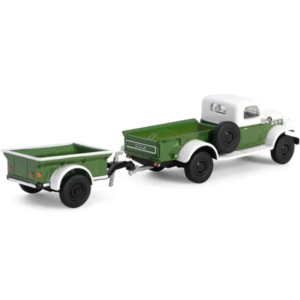 Manufacturer_Greenlight Collectibles Pickup Trucks<1/64 1950 Dodge Power Wagon with 1/4 Ton Cargo Trailer, Green & White, Hitch & Tow Series 32