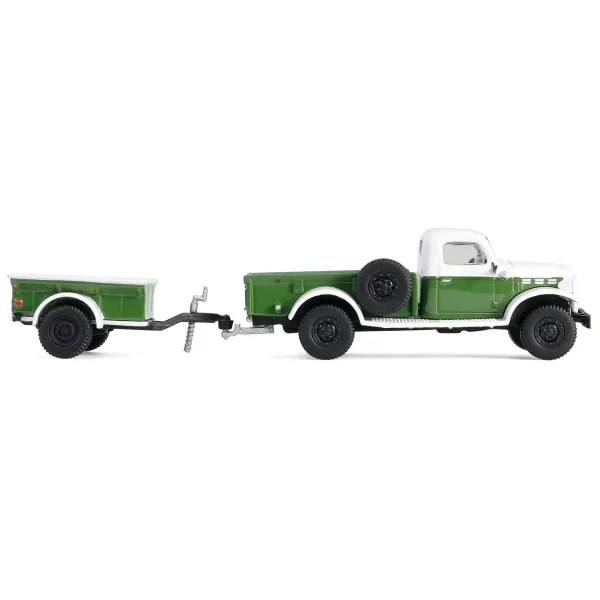 Manufacturer_Greenlight Collectibles Pickup Trucks<1/64 1950 Dodge Power Wagon with 1/4 Ton Cargo Trailer, Green & White, Hitch & Tow Series 32