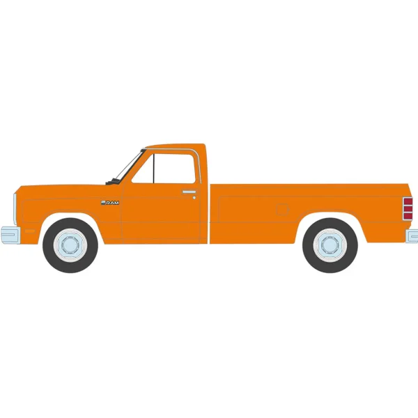 Manufacturer_Greenlight Collectibles Pickup Trucks<1/64 1982 Dodge Ram D-250, DOT Orange, Blue Collar Series 13
