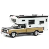 Manufacturer_Greenlight Collectibles Pickup Trucks<1/64 1990 Dodge Ram D-250 Royal SE with Winnebago Camper, Black and Sand