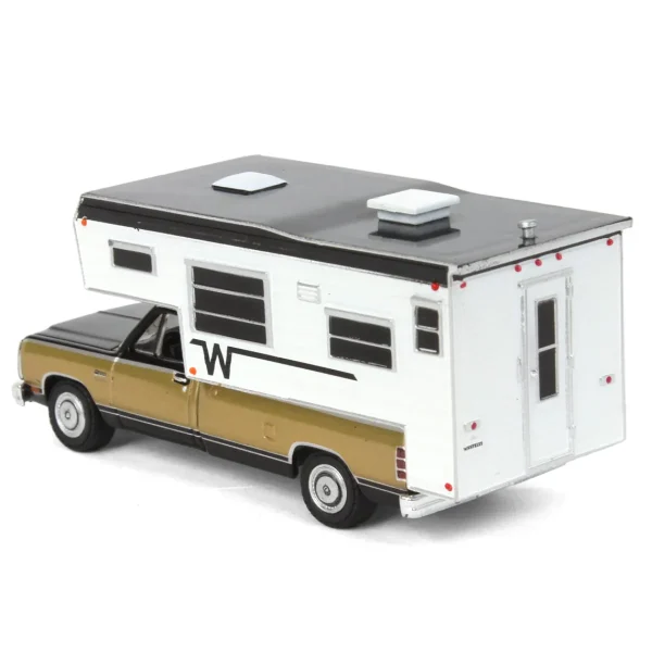 Manufacturer_Greenlight Collectibles Pickup Trucks<1/64 1990 Dodge Ram D-250 Royal SE with Winnebago Camper, Black and Sand