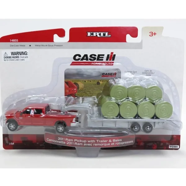 Manufacturer_ERTL Pickup Trucks<1/64 Dodge Ram Pickup Truck with Gooseneck Trailer & Bales