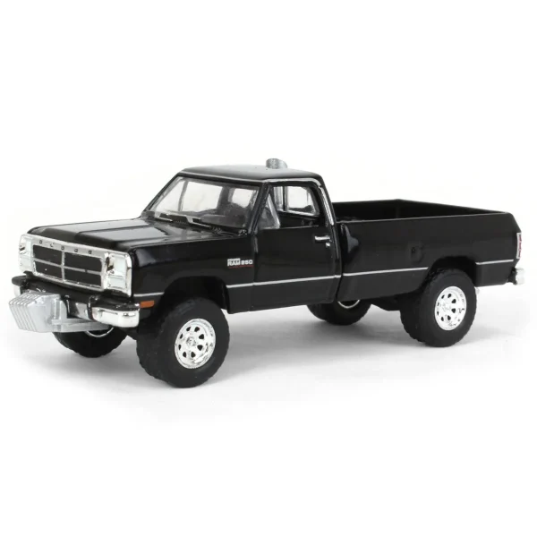 Manufacturer_Greenlight Collectibles Pickup Trucks<1/64 1992 Dodge Ram 1st Generation, Black Pulling Truck, Outback Toys Exclusive