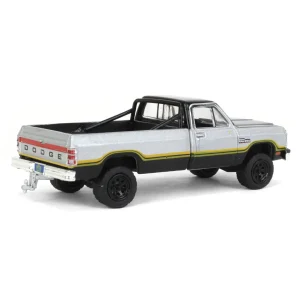 Manufacturer_Greenlight Collectibles Pickup Trucks<1/64 1992 Dodge Ram 1st Generation, Lifted, Silver & Black, Outback Toys Exclusive