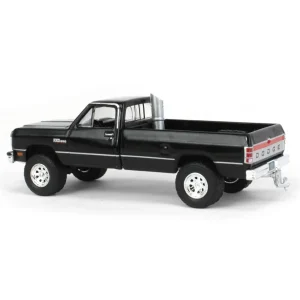 Manufacturer_Greenlight Collectibles Pickup Trucks<1/64 1992 Dodge Ram 1st Generation, Black Pulling Truck, Outback Toys Exclusive