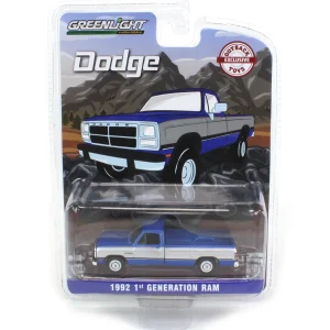 Manufacturer_Greenlight Collectibles Pickup Trucks<1/64 1992 Dodge Ram 1st Generation, Blue & Silver, Outback Toys Exclusive