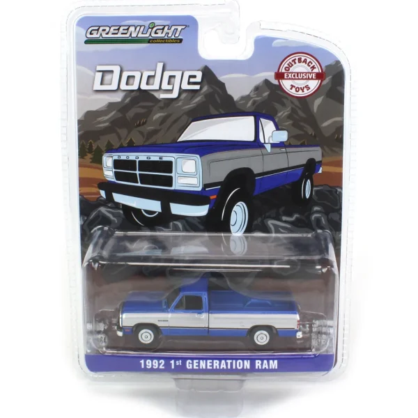 Manufacturer_Greenlight Collectibles Pickup Trucks<1/64 1992 Dodge Ram 1st Generation, Blue & Silver, Outback Toys Exclusive