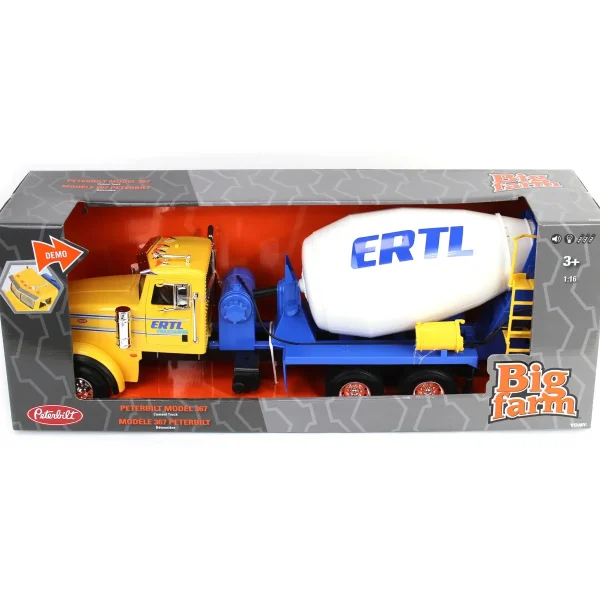 Manufacturer_ERTL Tow & Straight Trucks<1/16 ERTL Big Farm Yellow & Blue Peterbilt Model 367 Cement Mixer