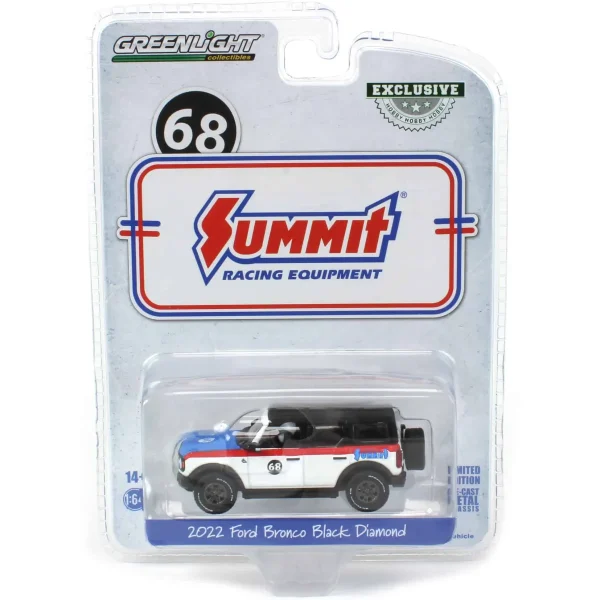 Manufacturer_Greenlight Collectibles Cars & Suvs<1/64 2022 Ford Bronco Black Diamond, Summit Racing #68, Hobby Exclusive