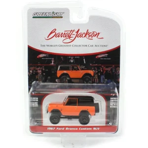 Manufacturer_Greenlight Collectibles Pickup Trucks<1/64 1967 Ford Bronco, Custom Orange with Black Top, Barrett-Jackson Scottsdale Series 10