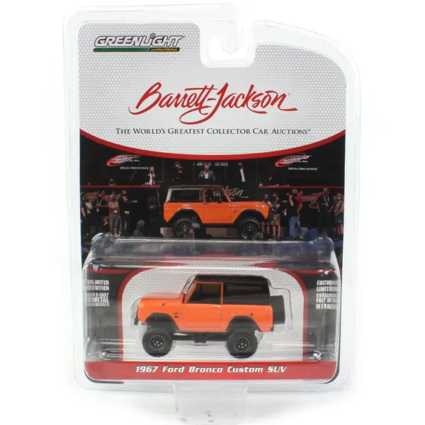 Manufacturer_Greenlight Collectibles Pickup Trucks<1/64 1967 Ford Bronco, Custom Orange with Black Top, Barrett-Jackson Scottsdale Series 10