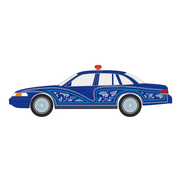 Manufacturer_Greenlight Collectibles Cars & Suvs | Emergency Vehicles<1/64 1992 Ford Crown Victoria Lowrider, Blue with Lightbar, California Lowriders Series 7