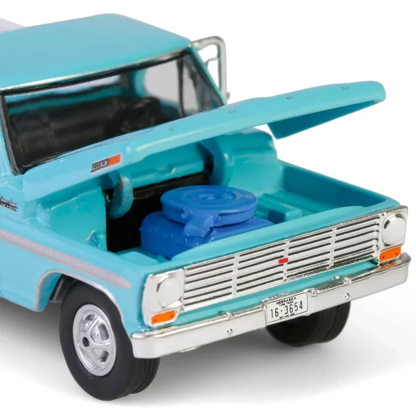 Manufacturer_Greenlight Collectibles Pickup Trucks<1/64 1969 Ford F-250 Farm & Ranch Special, Reef Aqua, Down on the Farm Series 10