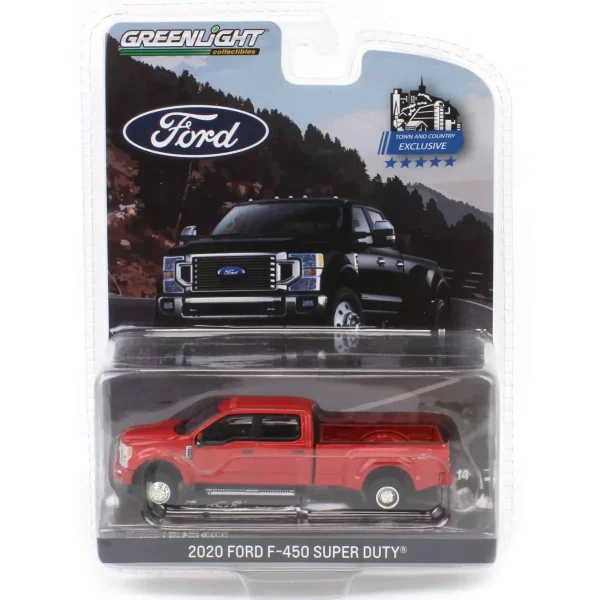 Manufacturer_Greenlight Collectibles Pickup Trucks<1/64 2020 Ford F-450 Platinum Super Duty Dually Pickup Truck, Rapid Red, Town & Country Exclusive