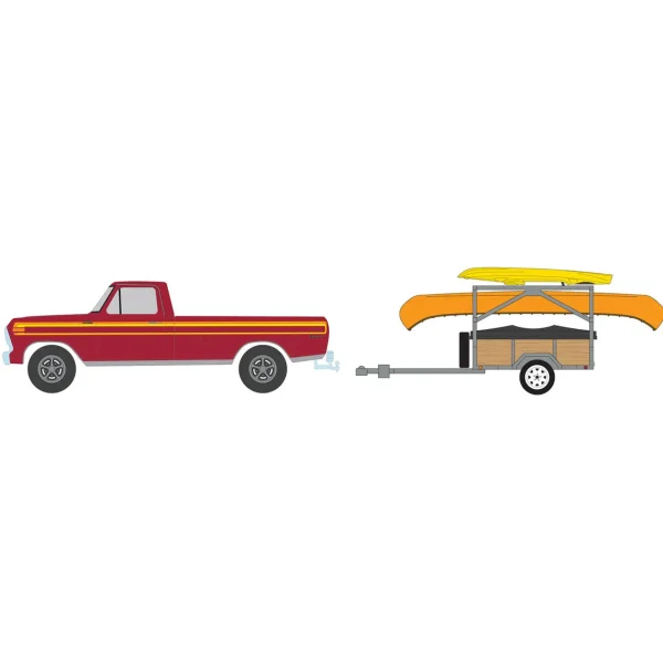 Manufacturer_Greenlight Collectibles Cars & Suvs | Pickup Trucks<1/64 1978 Ford F-150 Ranger Explorer with Canoe Trailer & Canoe Rack, Hitch & Tow Series 31