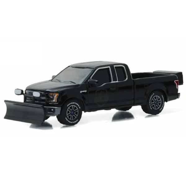 Manufacturer_Greenlight Collectibles Pickup Trucks<1/64 2015 Ford F-150 with Blade and Spreader Black Bandit Pickup Truck, series 16 by Greenlight