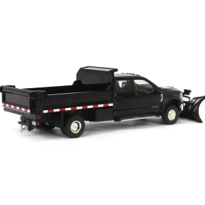 Manufacturer_Greenlight Collectibles Dump Trucks | Pickup Trucks<1/64 2020 Ford F-450 XLT Super Duty Dually with V-Plow & Dump Bed, Agate Black, Town & Country Exclusive