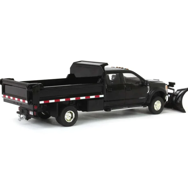 Manufacturer_Greenlight Collectibles Dump Trucks | Pickup Trucks<1/64 2020 Ford F-450 XLT Super Duty Dually with V-Plow & Dump Bed, Agate Black, Town & Country Exclusive