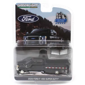 Manufacturer_Greenlight Collectibles Dump Trucks | Pickup Trucks<1/64 2020 Ford F-450 XLT Super Duty Dually with V-Plow & Dump Bed, Agate Black, Town & Country Exclusive