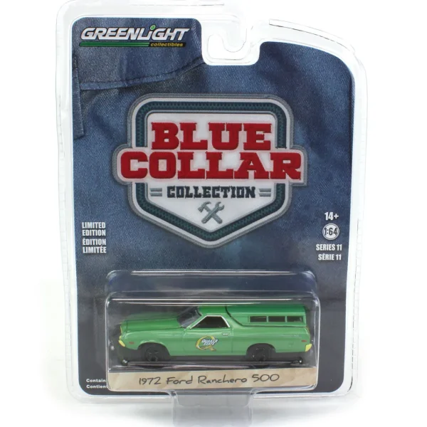 Manufacturer_Greenlight Collectibles Pickup Trucks<1/64 1972 Ford Ranchero 500 with Camper Shell, Blue Collar Series 11