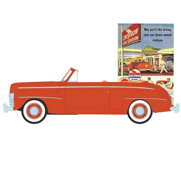 Manufacturer_Greenlight Collectibles Cars & Suvs<1/64 1946 Ford Super Deluxe Convertible, Chevron Supreme, Vintage Ad Cars Series 10