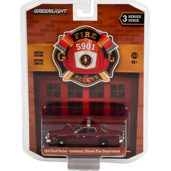 Manufacturer_Greenlight Collectibles Cars & Suvs<1/64 1976 Ford Torino, Lombard Fire Department, Illinois, Fire & Rescue Series 3