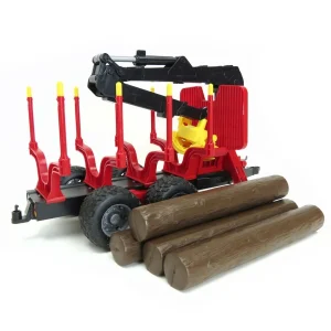 Manufacturer_Bruder Toys Forestry<1/16 Forestry Trailer with Loading Crane & 4 Logs