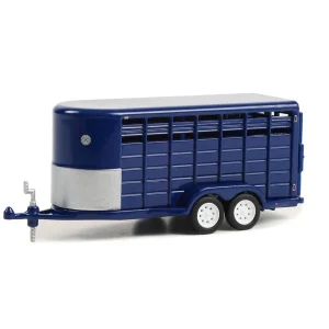 Manufacturer_Greenlight Collectibles Agricultural Trucks<1/64 14ft Bumper Hitch Livestock Trailer, Dark Blue, Hitch & Tow Trailers