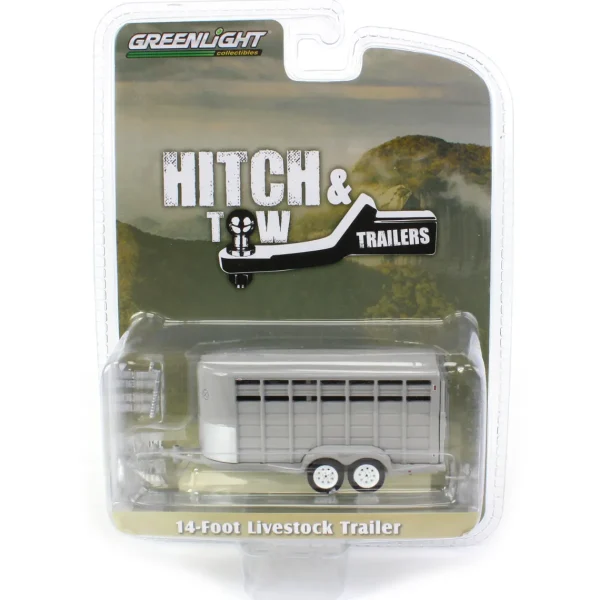 Manufacturer_Greenlight Collectibles Agricultural Trucks<1/64 14ft Bumper Hitch Livestock Trailer, Gray, Hitch & Tow Trailers