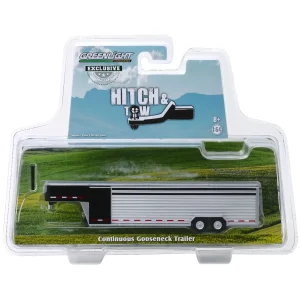 Manufacturer_Greenlight Collectibles Agricultural Trucks<1/64 Glossy Black Continuous Slat 30' Tandem Axle Gooseneck Trailer