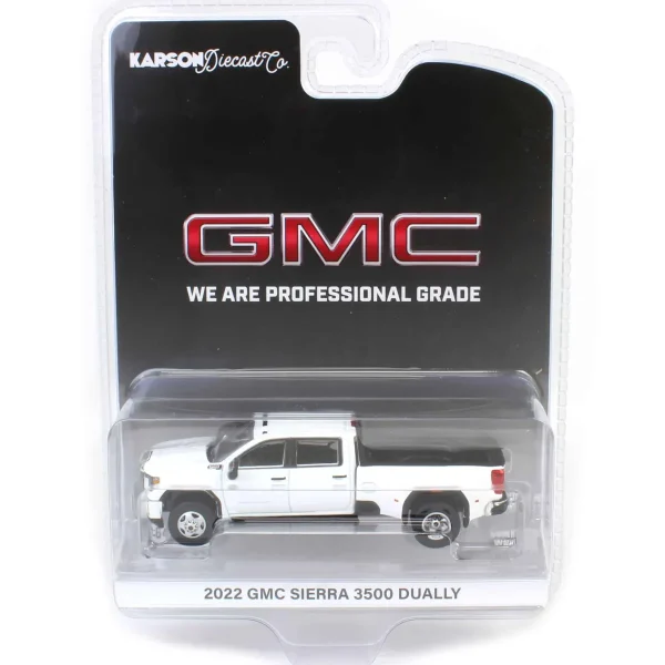 Manufacturer_Greenlight Collectibles Pickup Trucks<1/64 2022 GMC Sierra 3500HD Pro Dually, Summit White, Karson Diecast Exclusive