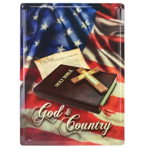 Outback Toys Farm Art & DéCor<God & Country Holy Bible 12in x 17in Tin Sign