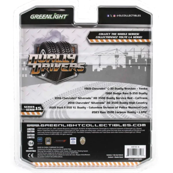 Manufacturer_Greenlight Collectibles Cars & Suvs | Pickup Trucks<Gold Chrome Super Chase ~ 1/64 1982 Dodge Ram D350 Dually, Construction Yellow, Dually Drivers Series 15