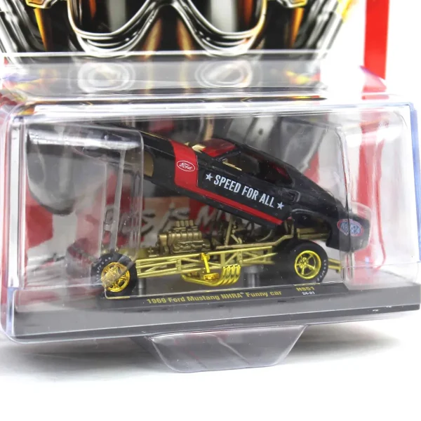 Manufacturer_M2 Machines Cars & Suvs<Gold Rim Chase Unit ~ 1/64 M2 Machines 1969 Ford Mustang Funny Car, Pearl Black & Red, Hobby Exclusive