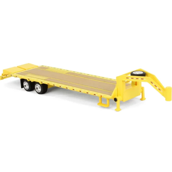 Manufacturer_Greenlight Collectibles Lowboys & Flatbeds<1/64 Gooseneck Trailer, Yellow with Red & White Conspicuity Stripes, Hobby Exclusive