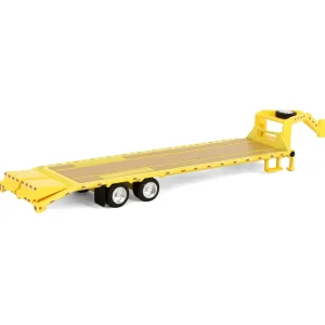 Manufacturer_Greenlight Collectibles Lowboys & Flatbeds<1/64 Gooseneck Trailer, Yellow with Red & White Conspicuity Stripes, Hobby Exclusive