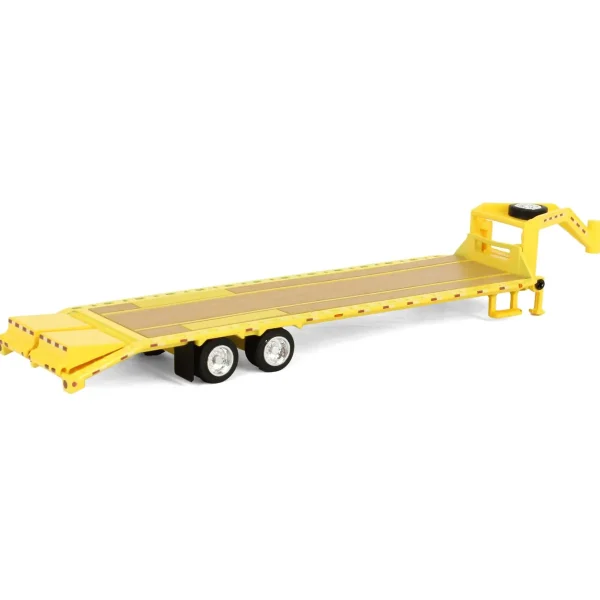 Manufacturer_Greenlight Collectibles Lowboys & Flatbeds<1/64 Gooseneck Trailer, Yellow with Red & White Conspicuity Stripes, Hobby Exclusive