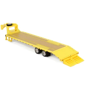 Manufacturer_Greenlight Collectibles Lowboys & Flatbeds<1/64 Gooseneck Trailer, Yellow with Red & White Conspicuity Stripes, Hobby Exclusive