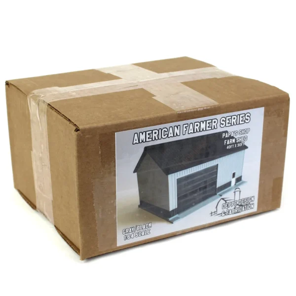 Outback Toys 3D Print & Small Accessories<1/64 Gray/Black 40ft x 30ft "Papa's Shop" Farm Shed, 3D Printed