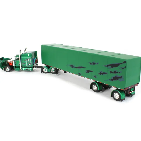Manufacturer_DCP by First Gear Box Trucks & Trailers<1/64 Green & Black Peterbilt 359 63in Mid-Roof Sleeper w/ 53ft Utility Roll Tarp Trailer, DCP by First Gear