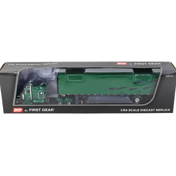 Manufacturer_DCP by First Gear Box Trucks & Trailers<1/64 Green & Black Peterbilt 359 63in Mid-Roof Sleeper w/ 53ft Utility Roll Tarp Trailer, DCP by First Gear