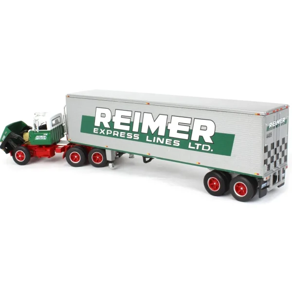 Manufacturer_DCP by First Gear Box Trucks & Trailers<1/64 Green & Red Ford LN9000 with 40' Trailer, Reimer Express Lines, DCP by First Gear