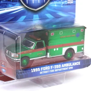 Manufacturer_Greenlight Collectibles Cars & Suvs | Emergency Vehicles<Green Chrome Chase Unit ~ 1/64 1995 Ford F-350 Ambulance, Detroit First Dept. EMS, First Responders, Hobby Exclusive