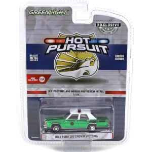 Manufacturer_Greenlight Collectibles Cars & Suvs | Emergency Vehicles<Green Chrome Super Chase ~ 1/64 1983 Ford LTD Crown Victoria, US Customs & Border Patrol, Hot Pursuit Special Edition