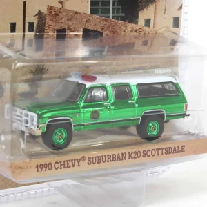 Manufacturer_Greenlight Collectibles Cars & Suvs<Green Chrome Super Chase ~ 1/64 1990 Chevrolet Suburban K20 Scottsdale, US Border Patrol, Hobby Exclusive