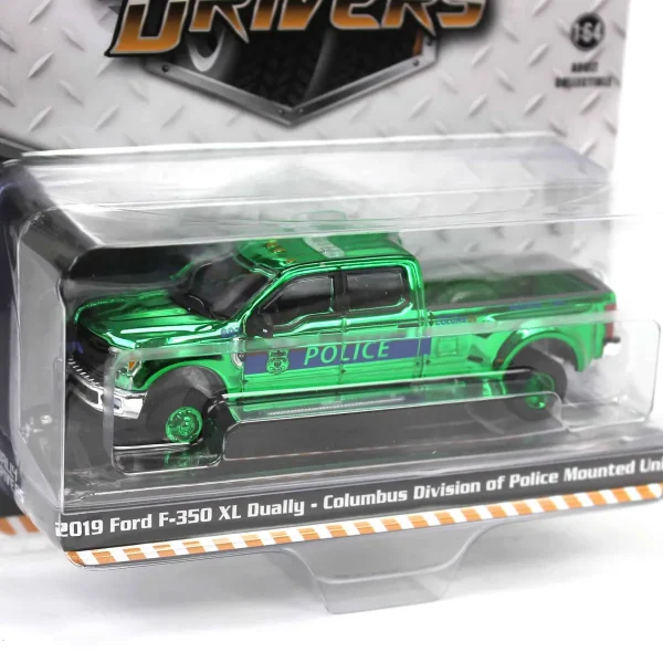 Manufacturer_Greenlight Collectibles Cars & Suvs | Emergency Vehicles<Green Chrome Super Chase ~ 1/64 2019 Ford F-350 XL Dually, Columbus Division of Police Mounted Unit, Dually Drivers Series 15