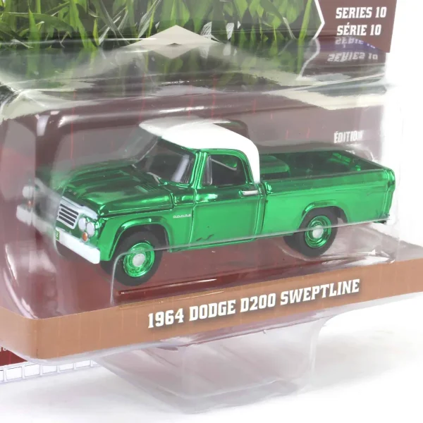 Manufacturer_Greenlight Collectibles Pickup Trucks<Green Chrome Super Chase ~ 1/64 1964 Dodge D-200 Sweptline, Turf Green & White, Down on the Farm Series 10