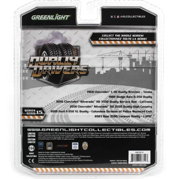Manufacturer_Greenlight Collectibles Cars & Suvs | Emergency Vehicles<Green Chrome Super Chase ~ 1/64 2019 Ford F-350 XL Dually, Columbus Division of Police Mounted Unit, Dually Drivers Series 15
