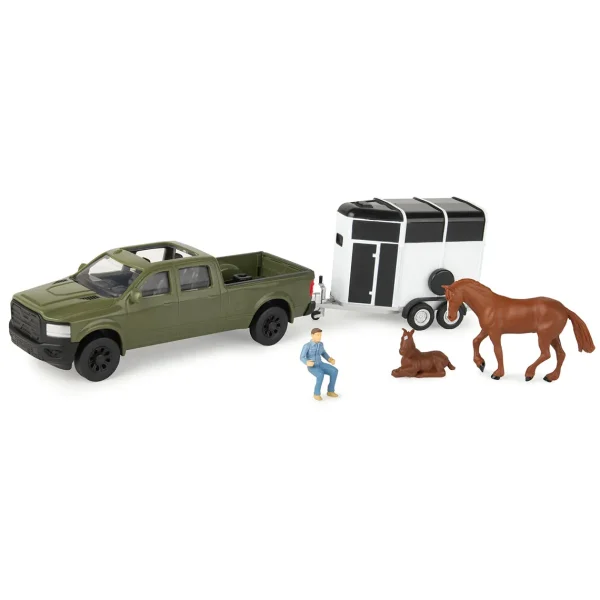 Manufacturer_ERTL Agricultural Trucks | Pickup Trucks<1/32 Green Pickup Truck 5-Piece Horse Trailer Set